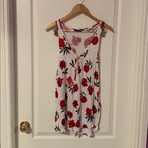 White tank top with roses!